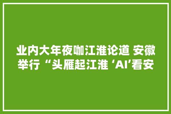 业内大年夜咖江淮论道 安徽举行“头雁起江淮 ‘AI’看安徽”人工智能论坛_家当_人工智能 智能写作