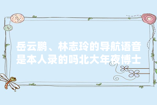 岳云鹏、林志玲的导航语音是本人录的吗北大年夜博士为大年夜家揭秘？_语音_技巧 文字写作