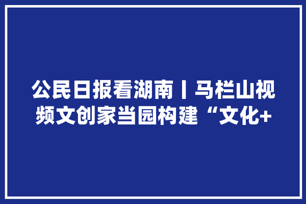 公民日报看湖南丨马栏山视频文创家当园构建“文化+科技”家当高地_文化_家当 科技快讯