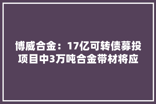 博威合金：17亿可转债募投项目中3万吨合金带材将应用于人工智能算力所需的高机能合金材料_合金_项目 文字写作