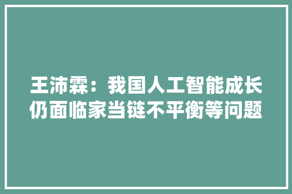 王沛霖：我国人工智能成长仍面临家当链不平衡等问题_人工智能_家当 科技快讯