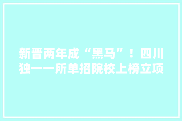 新晋两年成“黑马”！四川独一一所单招院校上榜立项培植名单_人工智能_专业 科技快讯