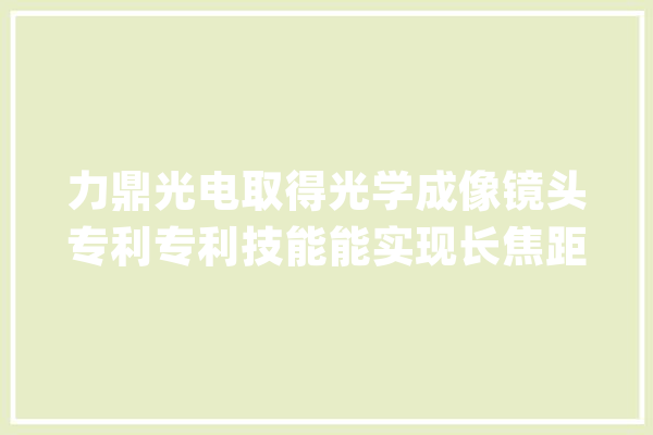 力鼎光电取得光学成像镜头专利专利技能能实现长焦距、无畸变、高解像力和大年夜通光_透镜_凸透镜
