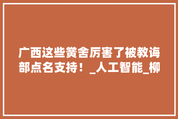 广西这些黉舍厉害了被教诲部点名支持！_人工智能_柳州 AI简讯