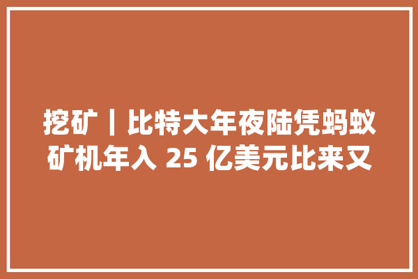 挖矿｜比特大年夜陆凭蚂蚁矿机年入 25 亿美元比来又开始量产 AI 芯片_芯片_年夜陆