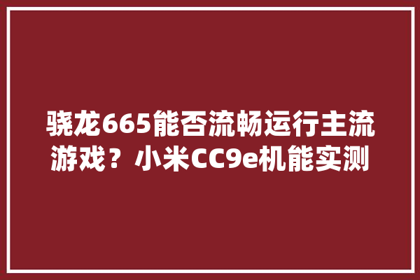 骁龙665能否流畅运行主流游戏？小米CC9e机能实测_小米_游戏 智能写作