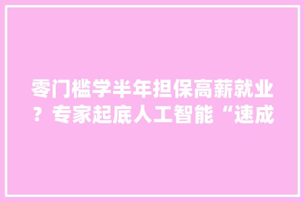 零门槛学半年担保高薪就业？专家起底人工智能“速成班”_人工智能_措辞 科技快讯