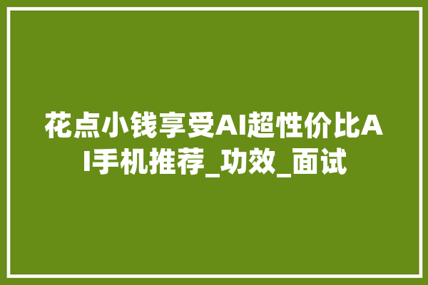 花点小钱享受AI超性价比AI手机推荐_功效_面试
