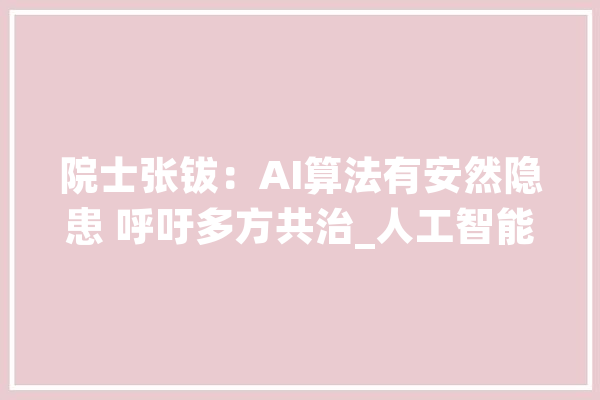 院士张钹：AI算法有安然隐患 呼吁多方共治_人工智能_技巧 智能写作