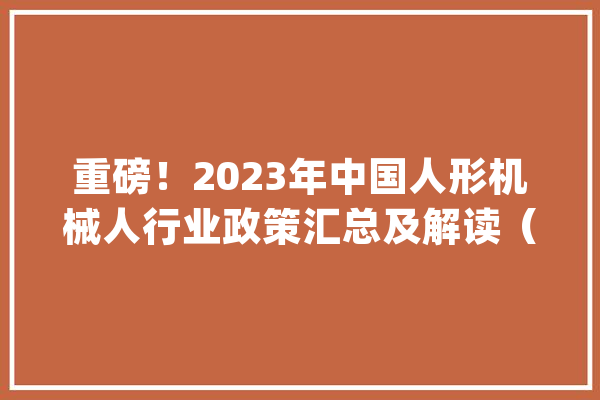 重磅！2023年中国人形机械人行业政策汇总及解读（全）_机械人_人形 智能问答