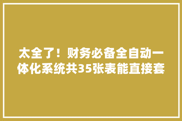 太全了！财务必备全自动一体化系统共35张表能直接套用_全主动_凭证 云服务