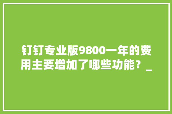 钉钉专业版9800一年的费用主要增加了哪些功能？_专业版_企业 AI简讯