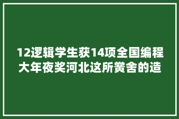 12逻辑学生获14项全国编程大年夜奖河北这所黉舍的造诣出色背后是有原因的_同窗_人工智能