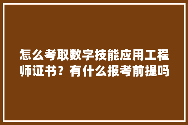 怎么考取数字技能应用工程师证书？有什么报考前提吗_技巧_数字 AI快讯