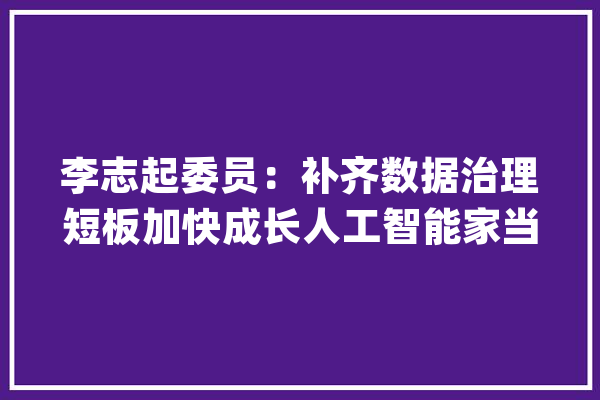 李志起委员：补齐数据治理短板加快成长人工智能家当_人工智能_模子 云服务
