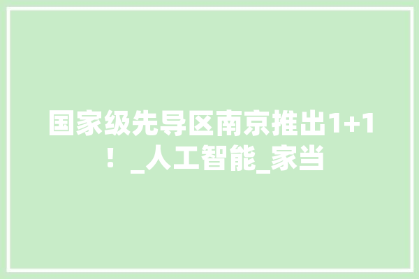 国家级先导区南京推出1+1 ！_人工智能_家当 文字写作