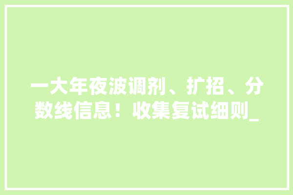 一大年夜波调剂、扩招、分数线信息！收集复试细则_电子信息_工学