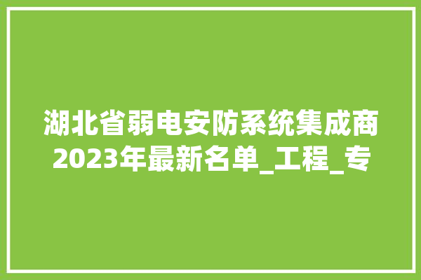 湖北省弱电安防系统集成商2023年最新名单_工程_专业 AI简讯