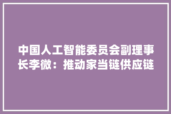 中国人工智能委员会副理事长李微：推动家当链供应链优化进级_家当_临盆力 科技快讯