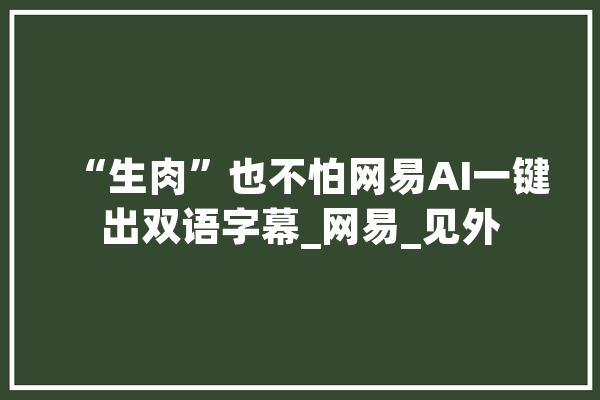 “生肉”也不怕网易AI一键出双语字幕_网易_见外 智能写作