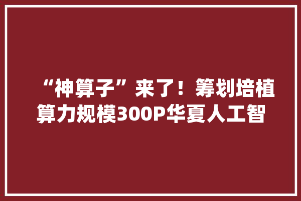 “神算子”来了！筹划培植算力规模300P华夏人工智能计算中央正式上线_中心_人工智能