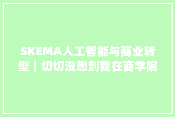 SKEMA人工智能与商业转型｜切切没想到我在商学院读人工智能_人工智能_法国