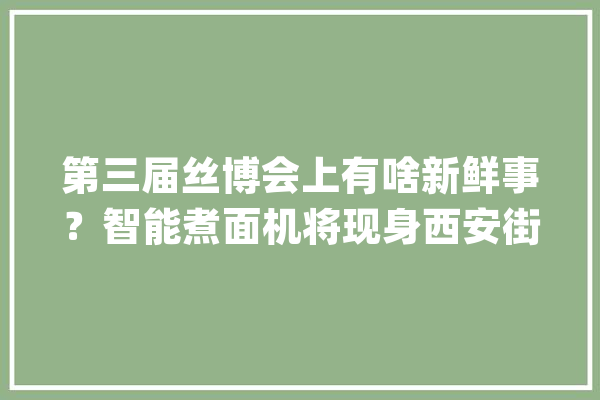 第三届丝博会上有啥新鲜事？智能煮面机将现身西安街头_无人机_机械人