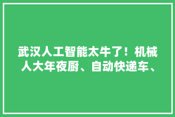 武汉人工智能太牛了！机械人大年夜厨、自动快递车、无人网约车都来了_武汉_快递 云服务