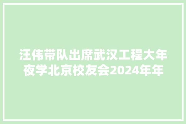 汪伟带队出席武汉工程大年夜学北京校友会2024年年会_校友_北京 文字写作