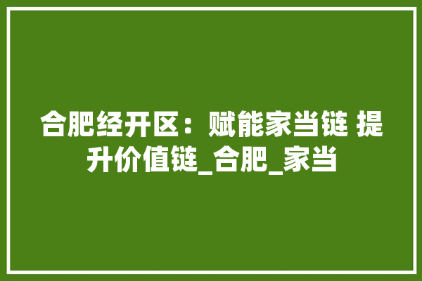 合肥经开区：赋能家当链 提升价值链_合肥_家当 AI简讯