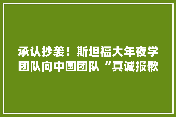承认抄袭！斯坦福大年夜学团队向中国团队“真诚报歉”_模子_人工智能