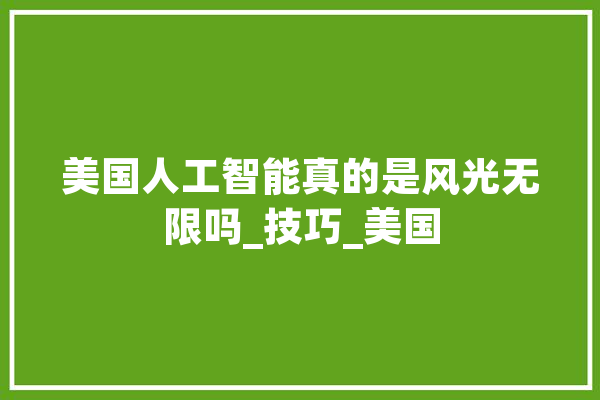 美国人工智能真的是风光无限吗_技巧_美国 AI简讯