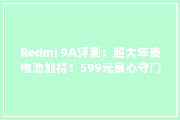 Redmi 9A评测：超大年夜电池加持！599元良心守门人_机型_光荣 智能助手
