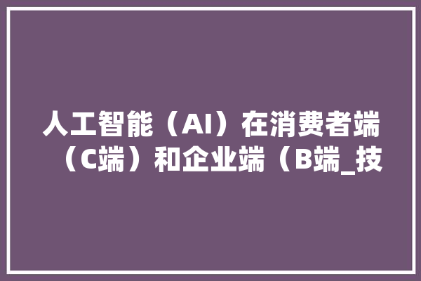 人工智能（AI）在消费者端（C端）和企业端（B端_技巧_无人机