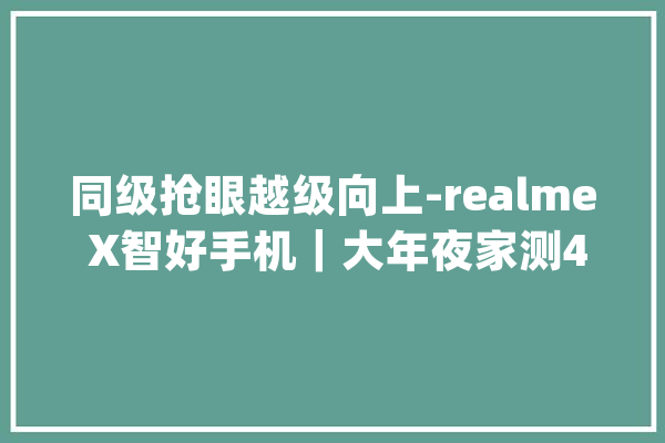 同级抢眼越级向上-realme X智好手机｜大年夜家测453_指纹_摄像头