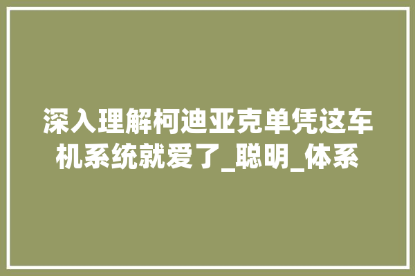 深入理解柯迪亚克单凭这车机系统就爱了_聪明_体系