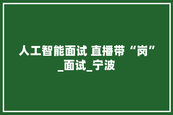 人工智能面试 直播带“岗”_面试_宁波