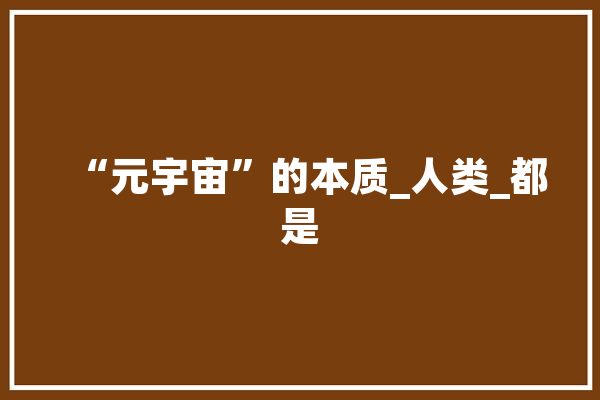 “元宇宙”的本质_人类_都是 AI简讯