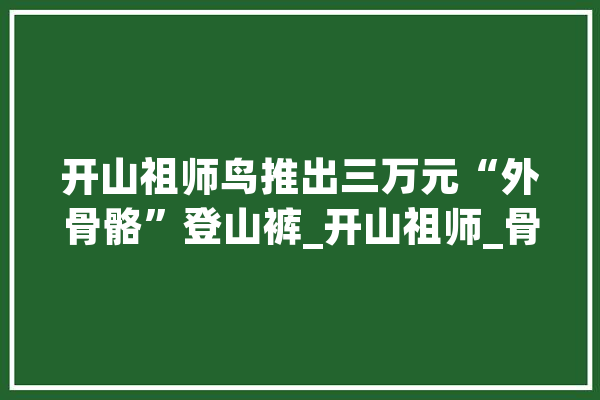 开山祖师鸟推出三万元“外骨骼”登山裤_开山祖师_骨骼