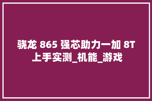 骁龙 865 强芯助力一加 8T 上手实测_机能_游戏