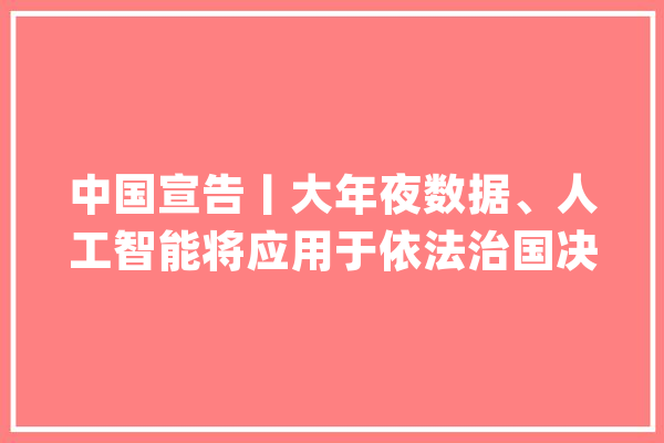 中国宣告丨大年夜数据、人工智能将应用于依法治国决定筹划支持系统研发_依法治国_法治 云服务