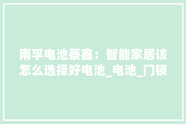 南孚电池蔡鑫：智能家居该怎么选择好电池_电池_门锁 云服务
