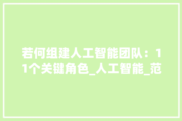 若何组建人工智能团队：11个关键角色_人工智能_范畴 云服务