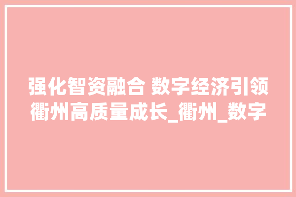 强化智资融合 数字经济引领衢州高质量成长_衢州_数字 云服务