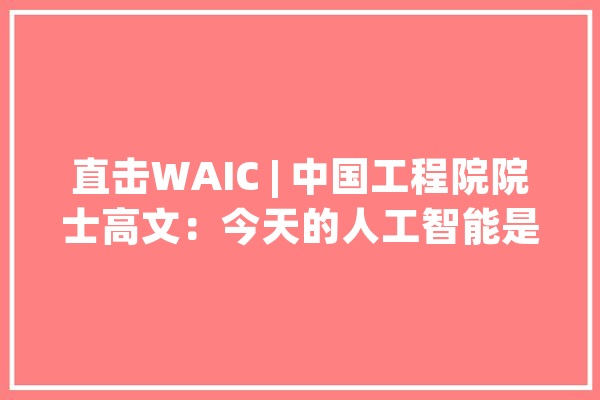 直击WAIC | 中国工程院院士高文：今天的人工智能是低水平智能有一点中水平的假象_智能_常识