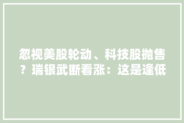 忽视美股轮动、科技股抛售？瑞银武断看涨：这是逢低买入的良机_科技股_科技 AI简讯