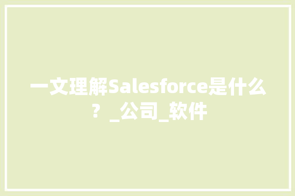 一文理解Salesforce是什么？_公司_软件 云服务