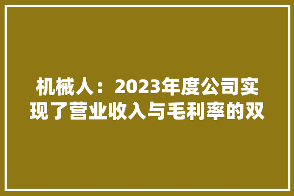 机械人：2023年度公司实现了营业收入与毛利率的双提升_机械人_公司 AI简讯