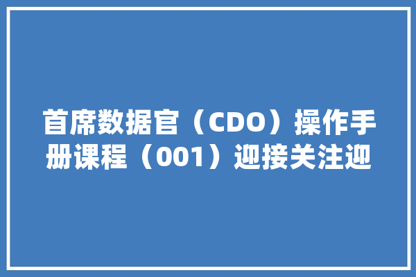 首席数据官（CDO）操作手册课程（001）迎接关注迎接沟通 WX_数据_首席