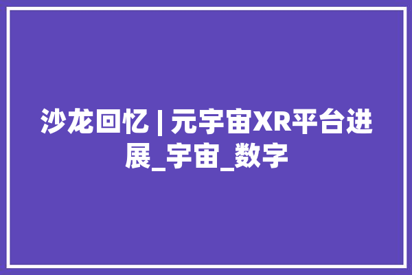 沙龙回忆 | 元宇宙XR平台进展_宇宙_数字 文字写作